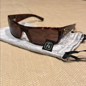 Von Zipper Tortoise Shell Sunglasses with Gold Accent.